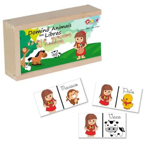 Brinquedo-educativo-inclusivo-domino-animais-em-libras-ludopia Dominó Animais em Libras - Imagem 1