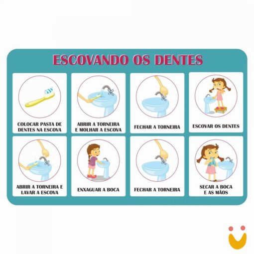 Adesivo Passo a Passo - Escovando os Dentes- Menina - Imagem 4