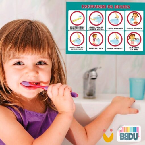 Adesivo Passo a Passo - Escovando os Dentes- Menino - Imagem 3