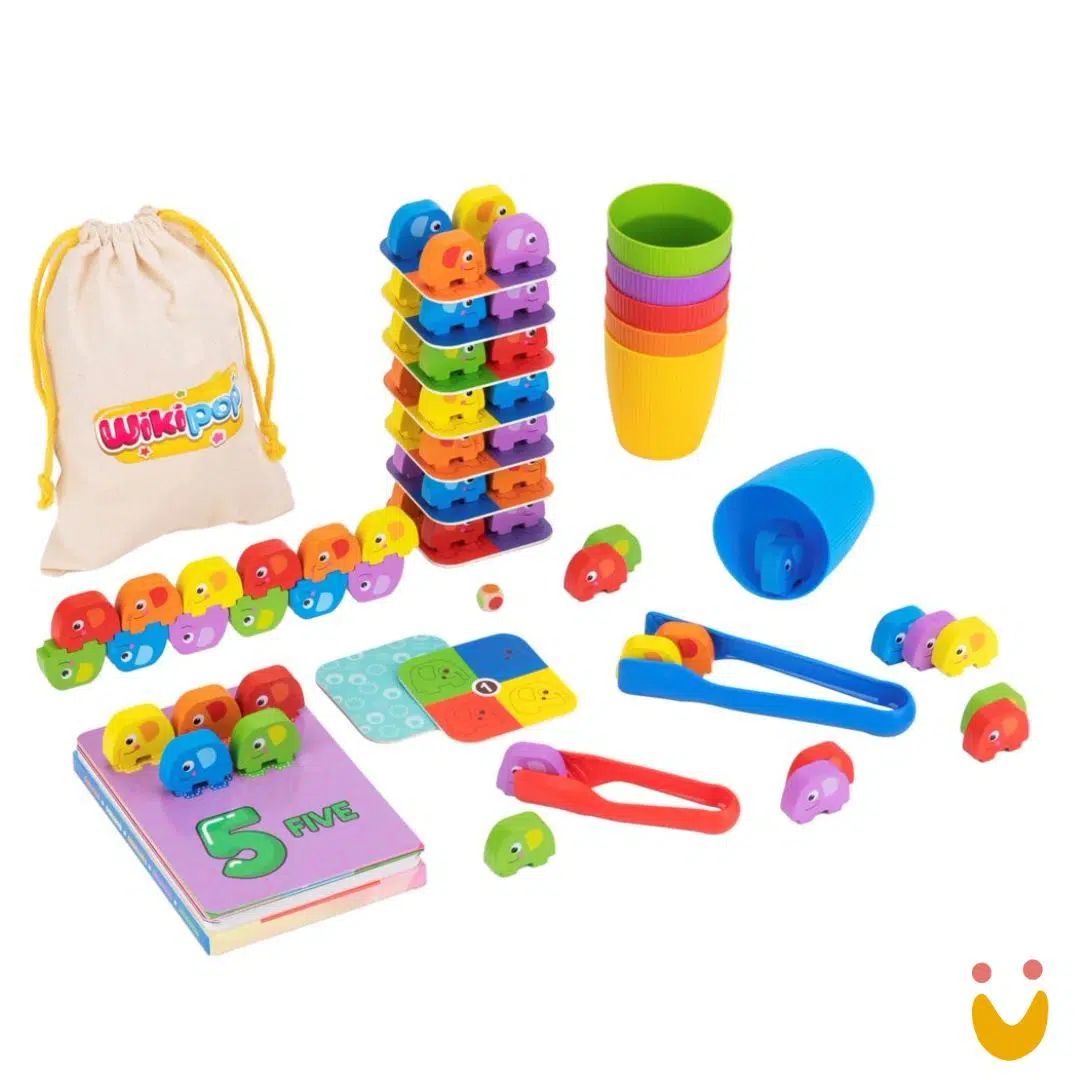 Brinquedo-educativo-super-torre-de-empilhar-elefantes-tooky-toy-ludopia-4 Super Jogo de Empilhar Elefantes - Imagem 1