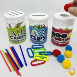Encaixe: pompons, canudos e clips