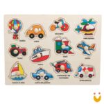 Encaixe divertido com pinos - Transportes