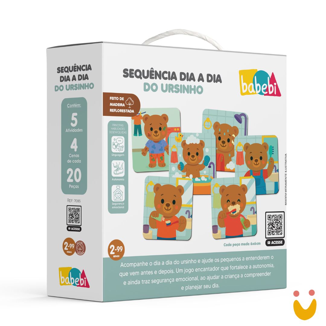 Brinquedo-educativo-dia-dia-do-ursinho-ludopia Sequência dia a dia do ursinho - Imagem 1