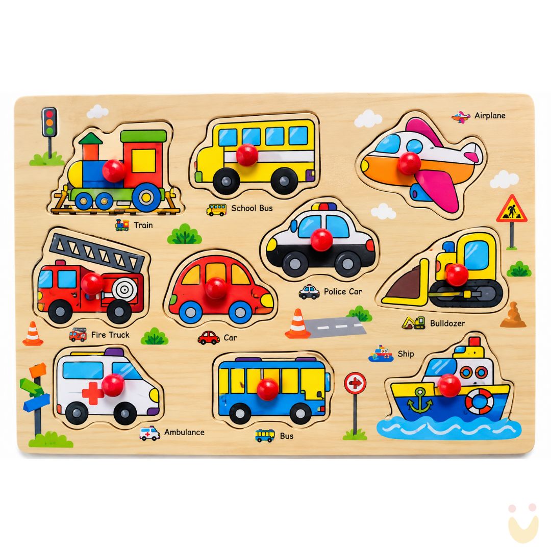 Brinquedo-educativo-encaixe-transporte-ludopia Encaixe divertido Transportes com pinos - Imagem 1